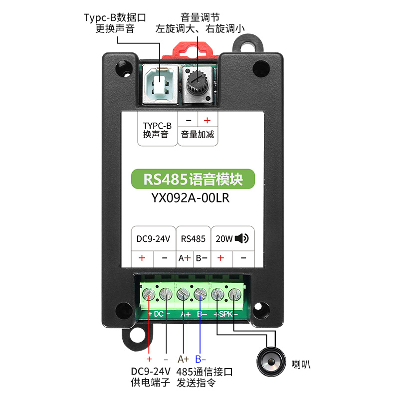 EBET易博RS485语音？閙odbus协议导轨装置工业报警？閅X092A00LR